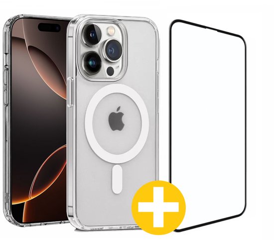 Magnetisch Hoesje en Screenprotector Combi Geschikt Voor iPhone 16 Pro - Hoesje Geschikt voor Magsafe + Premium Screenprotector