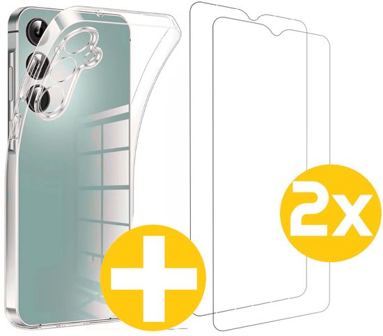 Hoesje en Screenprotector Combi Geschikt Voor Samsung Galaxy A16 - Transparant Hoesje + 2x Screenprotector