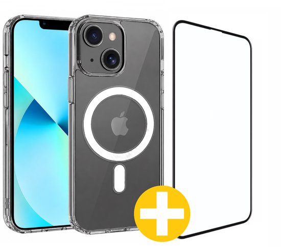 Magnetisch Hoesje en Screenprotector Combi Geschikt Voor iPhone 13 - Hoesje Geschikt voor Magsafe + Premium Screenprotector