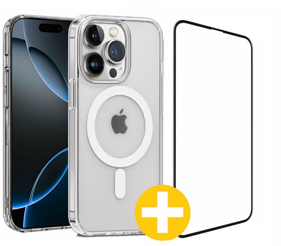 Magnetisch Hoesje en Screenprotector Combi Geschikt Voor iPhone 16 Pro Max - Hoesje Geschikt voor Magsafe + Premium Screenprotector