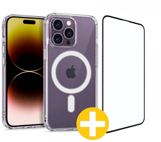 Magnetisch Hoesje en Screenprotector Combi Geschikt Voor iPhone 14 Pro Max - Hoesje Geschikt voor Magsafe + Premium Screenprotector