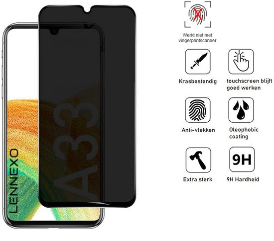 Privacy Screenprotector Geschikt Voor Samsung A33 - Volledige Beschermglas - 4 Stuks