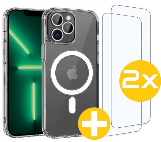 Magnetisch Hoesje en Screenprotector Combi Geschikt Voor iPhone 13 Pro Max - Hoesje Geschikt voor Magsafe + 2x Screenprotector