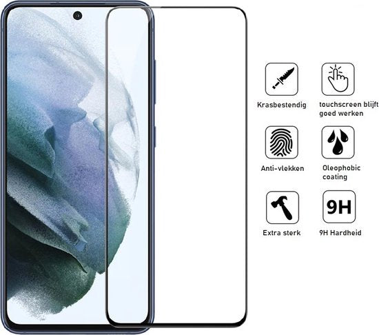 Full Cover Screenprotector Geschikt Voor Samsung Galaxy S21 FE - Volledige Beschermglas - PREMIUM Tempered Glass - 1 stuk