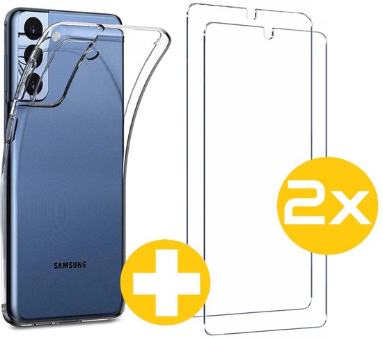 Hoesje en Screenprotector Combi Geschikt Voor Samsung Galaxy S22 - Transparant Hoesje + 2x Screenprotector