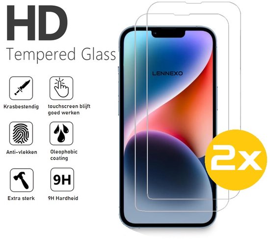Hoesje en Screenprotector Combi Geschikt Voor iPhone 14 - Transparant Hoesje + 2x Screenprotector