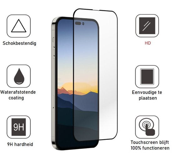 Hoesje en Screenprotector Combi Geschikt Voor iPhone 15 Pro - Zwart Hoesje + Premium Screenprotector