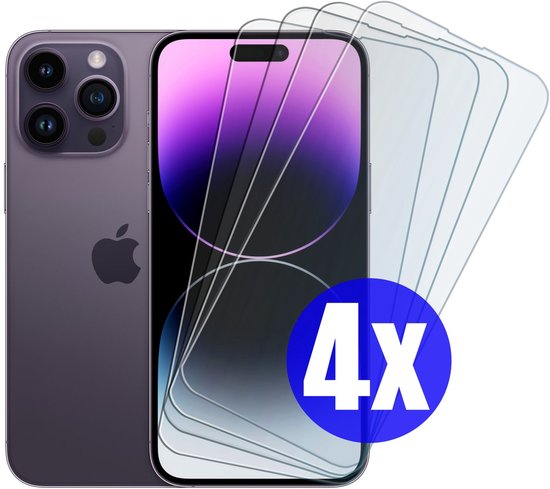 Screenprotector geschikt voor iPhone 14 Pro - Gehard Glas - Tempered Glass Armor Screen Cover - 4 Stuks