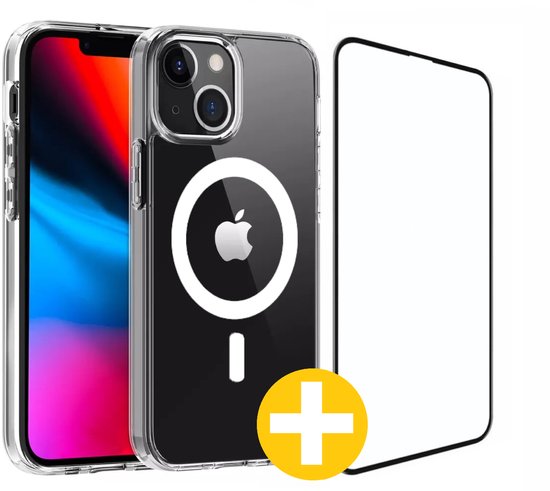 Magnetisch Hoesje en Screenprotector Combi Geschikt Voor iPhone 14 - Hoesje Geschikt voor Magsafe + Premium Screenprotector