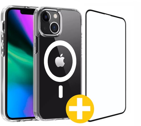 Magnetisch Hoesje en Screenprotector Combi Geschikt Voor iPhone 14 Plus - Hoesje Geschikt voor Magsafe + Premium Screenprotector
