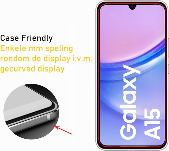 Screenprotector Geschikt Voor Samsung Galaxy A15 - Glasplaat - Tempered Glass - 2 Stuks