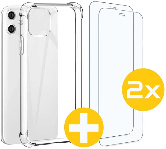 Hoesje en Screenprotector Combi Geschikt Voor iPhone 11 - Anti Shock Hoesje + 2x Screenprotector