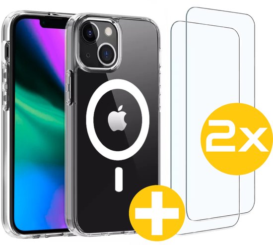 Magnetisch Hoesje en Screenprotector Combi Geschikt Voor iPhone 14 Plus - Hoesje Geschikt voor Magsafe + 2x Screenprotector