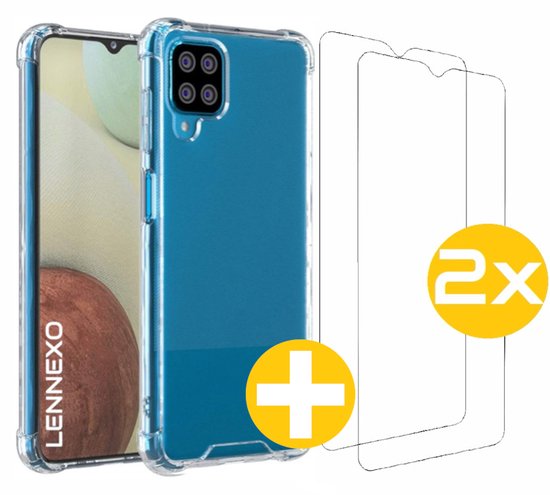 Hoesje en Screenprotector Combi Geschikt Voor Samsung A12 - Anti Shock Hoesje + 2x Screenprotector
