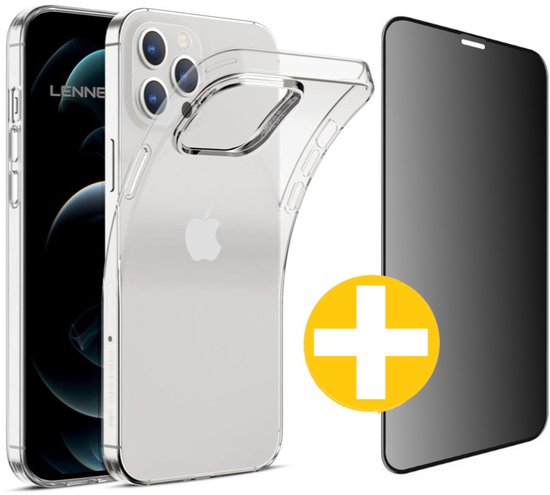 Hoesje en Privacy Screenprotector Combi Geschikt Voor iPhone 11 Pro - Transparant Hoesje + Privacy Glas