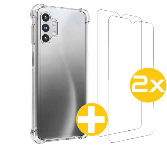 Hoesje en Screenprotector Combi Geschikt Voor Samsung A13 - Anti Shock Hoesje + 2x Screenprotector