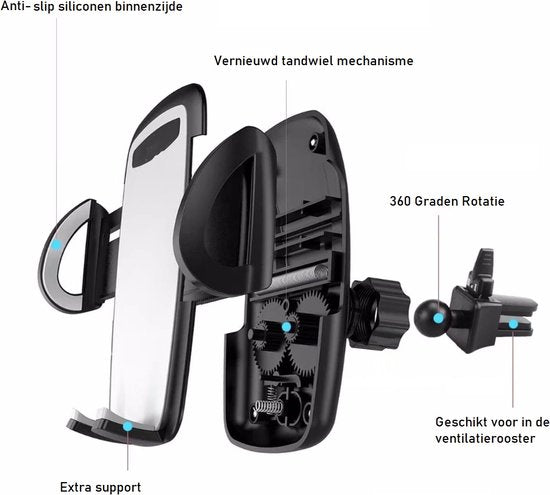 Lennexo Telefoonhouders Auto | Autohouder Met Zuignap | Universele GSM Houder Auto Voor Smartphone | Geschikt voor op de Dashboard - Voorruit - Ventilatierooster