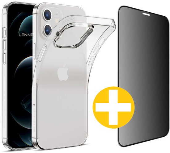Hoesje en Privacy Screenprotector Combi Geschikt Voor iPhone 11 - Transparant Hoesje + Privacy Glas
