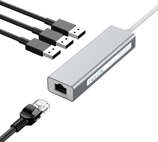 Lennexo USB-C 4 in 1 LAN Netwerk Adapter | Ethernet + USB | Geschikt voor Macbook / Windows / Chromebook