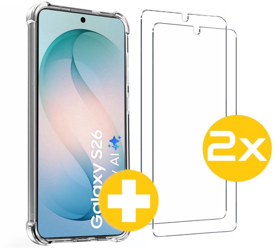Hoesje en Screenprotector Combi Geschikt Voor Samsung S26 - Anti Shock Hoesje + 2x Screenprotector