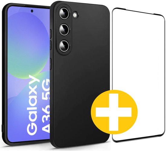 Hoesje en Screenprotector Combi Geschikt Voor Samsung A36 - Zwart Hoesje + Premium Screenprotector