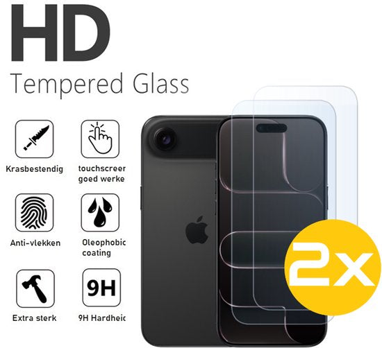 Screenprotector Geschikt Voor iPhone 17 Air - Glasplaat - Tempered Glass - 2 Stuks