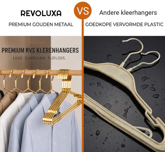 Luxe Kledinghanger - RVS Kleerhanger Set - Premium Garderobe Organizer 20 Stuks Goud