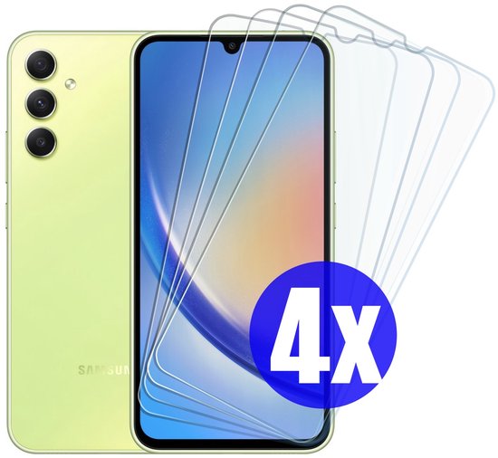 Screenprotector geschikt voor Samsung A34 - Gehard Glas - Tempered Glass Armor Screen Cover - 4 Stuks