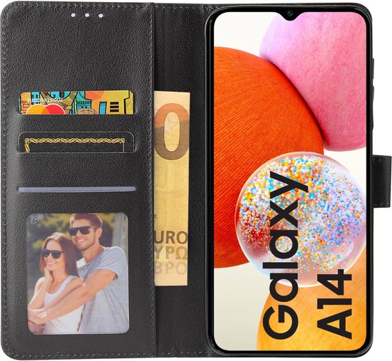 BookCase Hoesje Geschikt Voor Samsung A14 - Wallet Case - Hoesje Met Pasjeshouder - Zwart