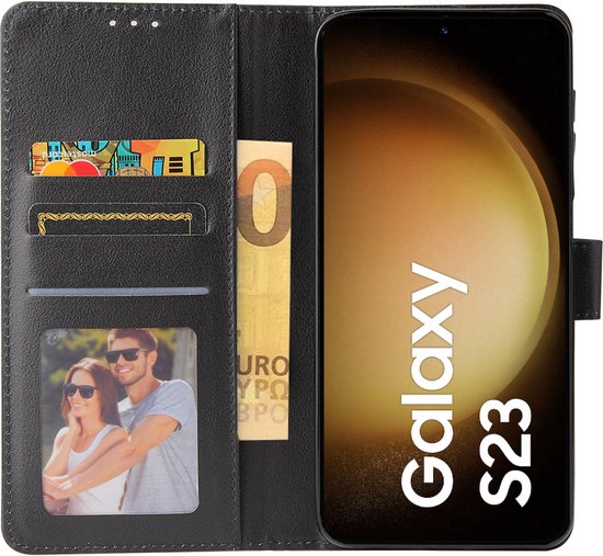 BookCase Hoesje Geschikt Voor Samsung S23 - Wallet Case - Hoesje Met Pasjeshouder - Zwart