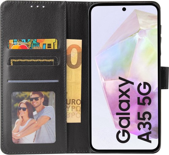 BookCase Hoesje Geschikt Voor Samsung A35 - Wallet Case - Hoesje Met Pasjeshouder - Zwart