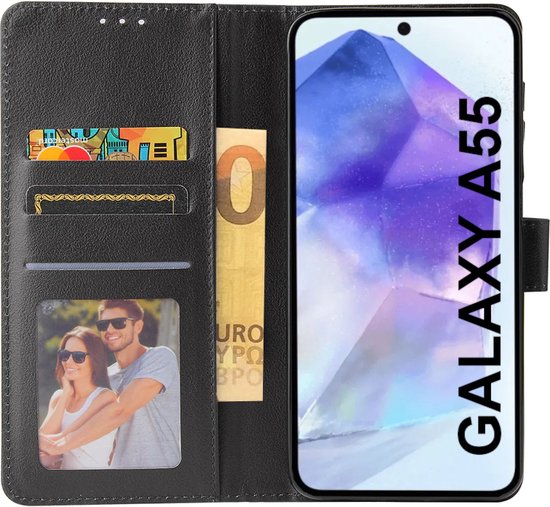 BookCase Hoesje Geschikt Voor Samsung A55 - Wallet Case - Hoesje Met Pasjeshouder - Zwart