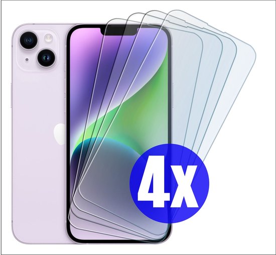 Screenprotector geschikt voor iPhone 14 Plus - Gehard Glas - Tempered Glass Armor Screen Cover - 4 Stuks
