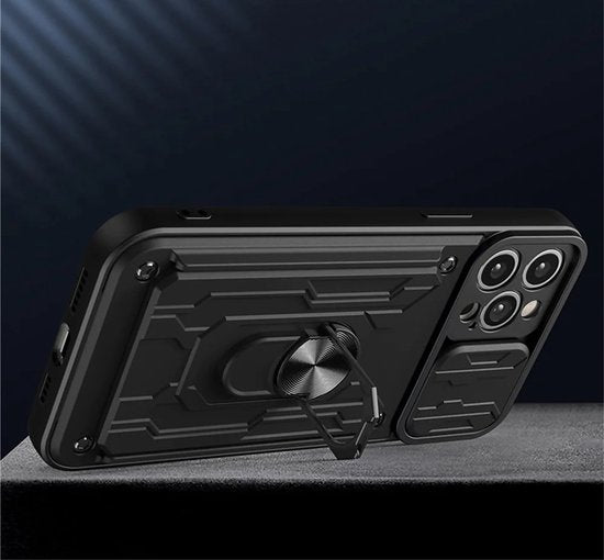 Lennexo Armor Hoesje Geschikt Voor iPhone 14 Pro - Extreme ShockProof Hoesje Met Pasjeshouder - Ultra Hybrid Armour Case