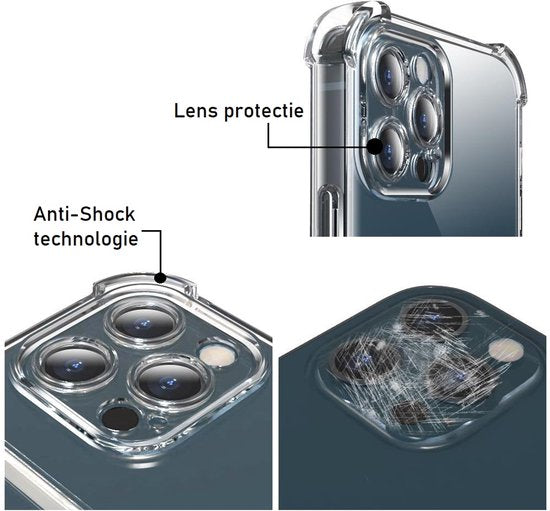 Lennexo Hoesje Met Pashouder Geschikt Voor iPhone 16 Plus - Transparant Siliconen Hoesje - Shockproof Case