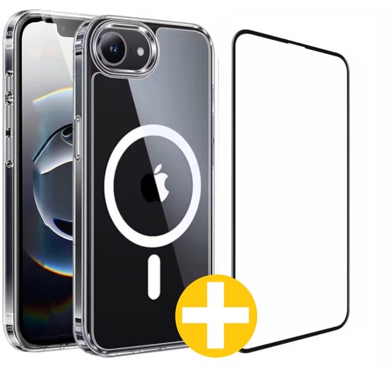 Magnetisch Hoesje en Screenprotector Combi Geschikt Voor iPhone 17e / 16e - Hoesje Geschikt voor Magsafe + Premium Screenprotector