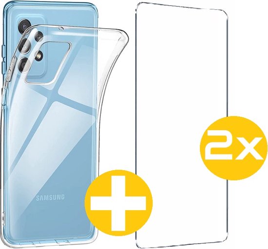 Hoesje en Screenprotector Combi Geschikt Voor Samsung Galaxy A53 5G - Transparant Hoesje + 2x Screenprotector