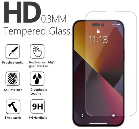 Hoesje en Screenprotector Combi Geschikt Voor iPhone 14 Pro Max - Transparant Hoesje + 2x Screenprotector
