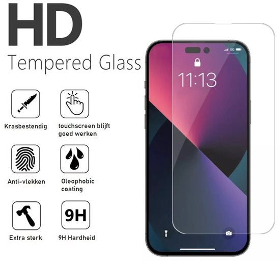 Pashouder Hoesje en Screenprotector Combi Geschikt Voor iPhone 14 Pro - Pasjeshouder + 2x Screenprotector