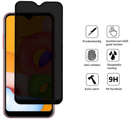 Hoesje en Privacy Screenprotector Combi Geschikt Voor Samsung A12 - Transparant Hoesje + Privacy Glas