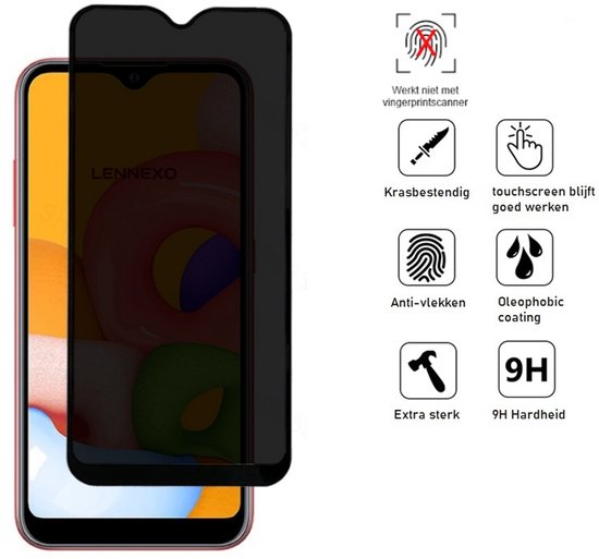 Privacy Screenprotector Geschikt Voor Samsung A12 - Volledige Beschermglas - 4 Stuks
