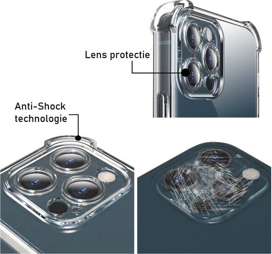 Lennexo Hoesje Met Pashouder Geschikt Voor iPhone 13 Mini - Transparant Siliconen Hoesje - Shockproof Case