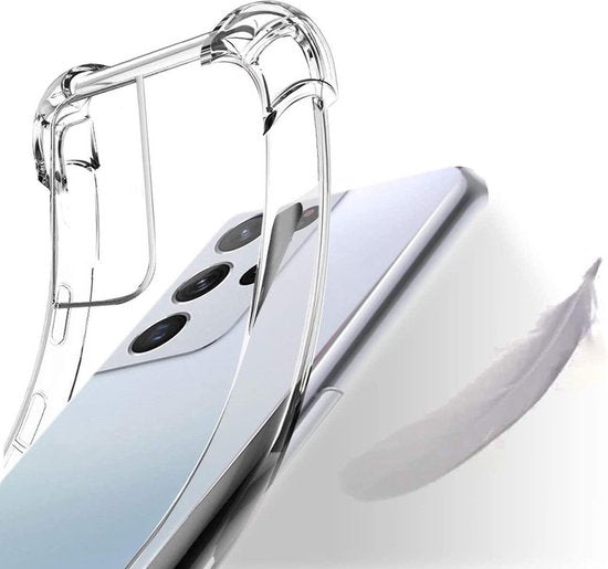 Samsung Galaxy S21 Ultra Hoesje Anti Shock | ShockProof Silicone Case | Transparant Back Cover