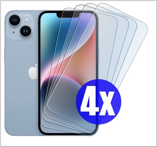 Screenprotector geschikt voor iPhone 14 - Gehard Glas - Tempered Glass Armor Screen Cover - 4 Stuks