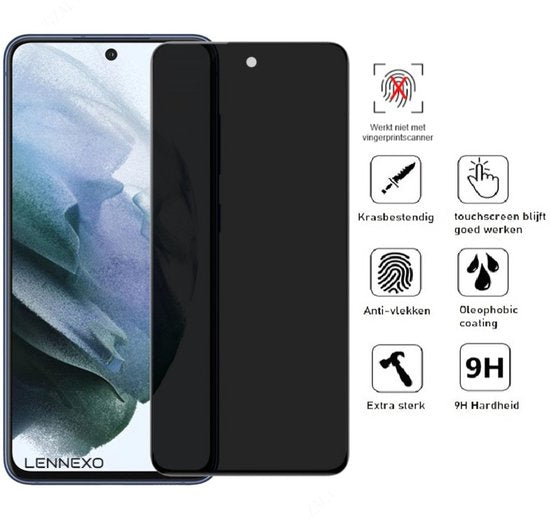 Privacy Screenprotector Geschikt Voor Samsung S21FE (Fan Edition) - Volledige Beschermglas - 4 Stuks