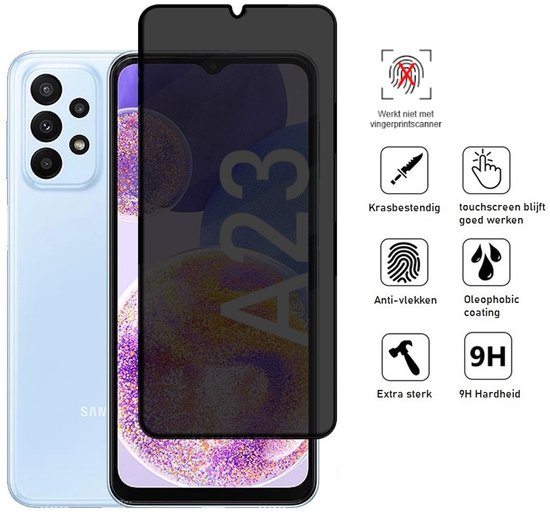 Privacy Screenprotector Geschikt Voor Samsung A23 - Volledige Beschermglas - 4 Stuks