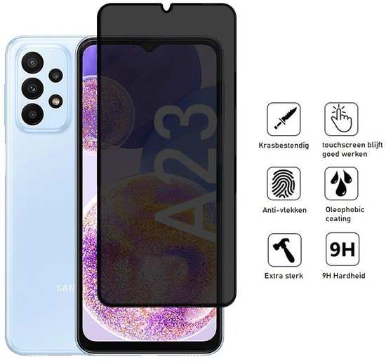 Privacy Screenprotector Geschikt Voor Samsung A23 - Volledige Beschermglas - PREMIUM Tempered Glass - 1 stuk