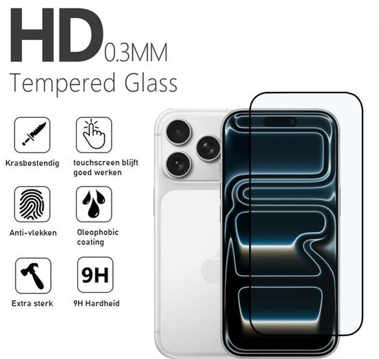 Full Cover Screenprotector Geschikt Voor iPhone 16 Pro Max - Volledige Beschermglas - PREMIUM Tempered Glass - 2 stuks