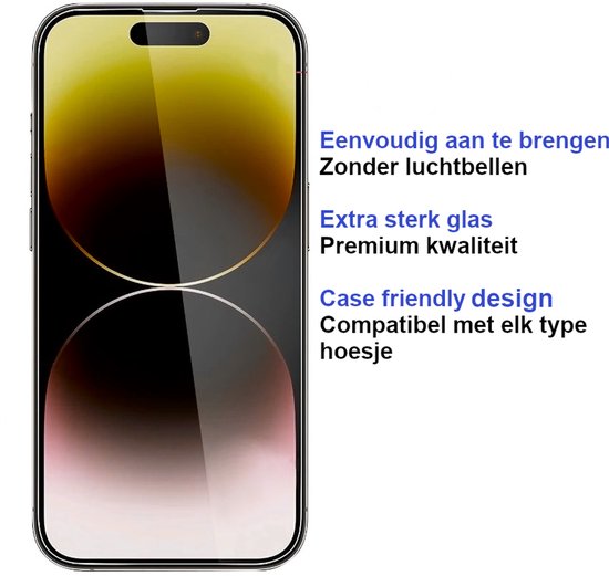 ArmorDrop Full Guard Screenprotector Geschikt Voor iPhone 14 Pro Max - Gehard Glas - 2 Stuks