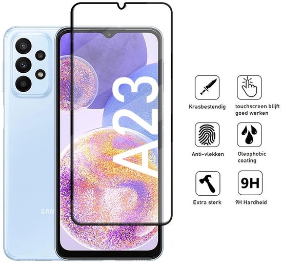 Hoesje en Screenprotector Combi Geschikt Voor Samsung A23 - Zwart Hoesje + Premium Screenprotector